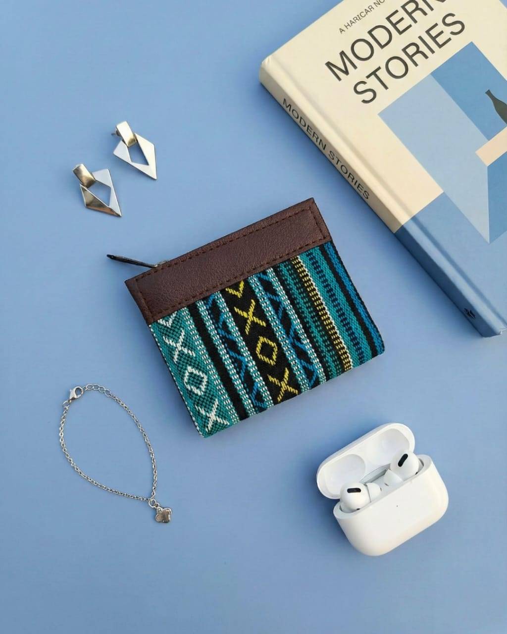 Blue and Yellow Thread Jacquard Unisex Wallet